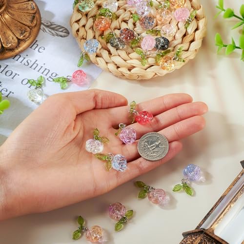 28st Glazen bedeltjes Bloem/Cross/Lotus Seed Pod Dangle Charms Transparant Crystal Lampwork Dangle Charms voor ketting oorbellen sieraden maken 5