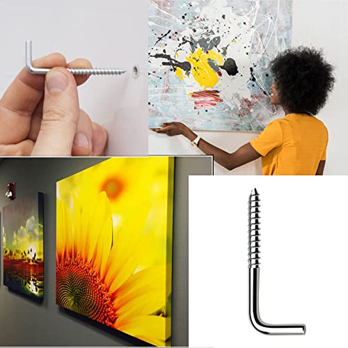 80mm L Haak Schroeven Rechte Hoekschroeven (10 PCS) Zink Vergulde 90 graden Buig Hoek Hout Schroef, Sideboard, Stof Droger Vierkante daken, Schouder Muur Hanger, Beker Hook 5x80m m 4