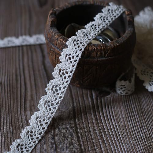Lace Ribbon Ca. 20 m Lace Trim Vintage Kant Gehaakte Kant Decoratie Lint Katoen Decoratieve Tape Lace Stof voor het naaien van ambachten Bruiloft Decoratie (Beige35) 3