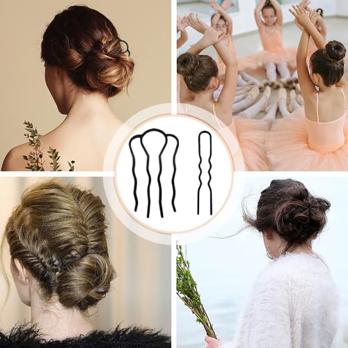 12 st. Metalen Hair Fork Clips Side Combs Vintage Franse Twist Comb Mesy Updo Buns Haarspeld U Shape Hairpin Styling Tool Accessoires voor vrouwen Meisjes Alle Haartypes (Zwart) 3
