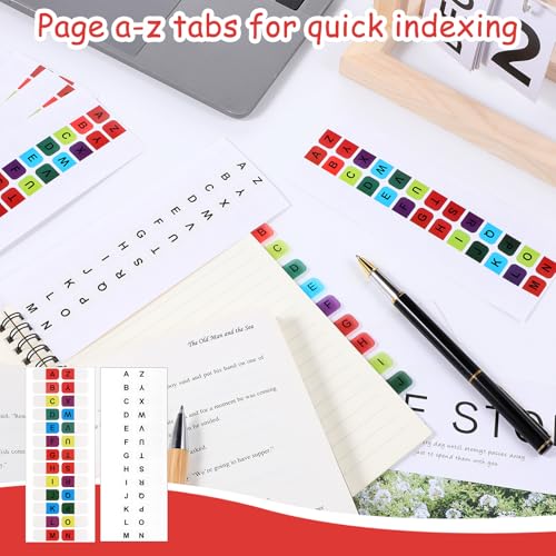 520 stuks A-Z-tabbladen, indextabbladen, Zelfklevende Kleurrijke Witte Letter Tabs, Zelfklevende Alfabetische Registers, Kleine Lijm Tabs, Label Stickers voor Office, Notebook, Textbook