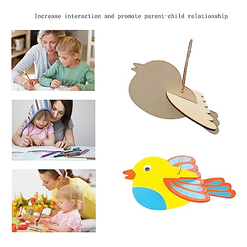 Forlush 15 stuks houten vogels ambachtelijke set, 3D houten vogels, 3D houten vogels gemaakt van hout voor kinderen, voor Pasen, huis decoratie en ambachtelijke sessies etc 5