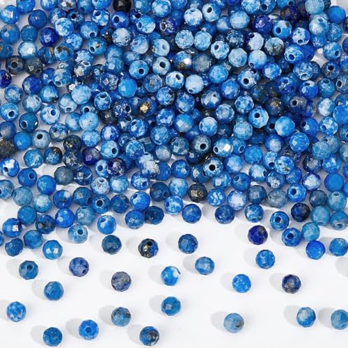 398Stuks Natuurlijke Lapis Lazuli kralen, 2mm Facet Ronde Losse Spacer kralen, Stone Kralen Strands voor DIY armband Kettingen sieraden ambachten maken, Gat: 0,6mm