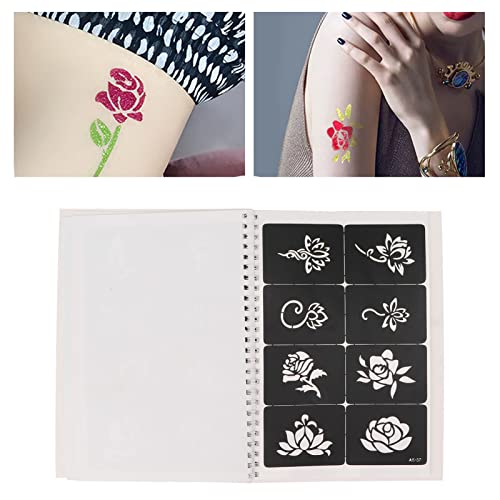 Glitter Tattoo Stencils, 10 Vellen Luchtborstel Tattoo Templates Herbruikbare Tattoo Stencils Tijdelijke Tattoo Set voor kinderen 97 patronen Body Art Schilderen Templates Tattoo Stickers 3