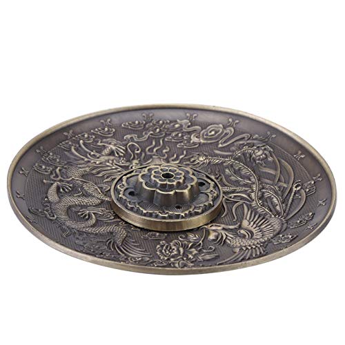 Chinese Incense Holder Zink Alloy Incense Stick Burner Houder Dragon Pattern Censer Plate voor Slaapkamer Temple Office(#01)