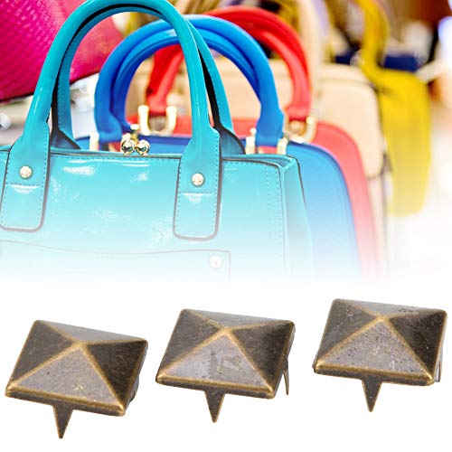 100st Piramide Rivets, 10-15mm Square Brass Dots Hielen 4 Klauwen Metalen Rivets Kralen Lederen Decoratie Vierkant Rivets voor schoenen, tassen, armbanden, Kleding(Bronzen 12mm)