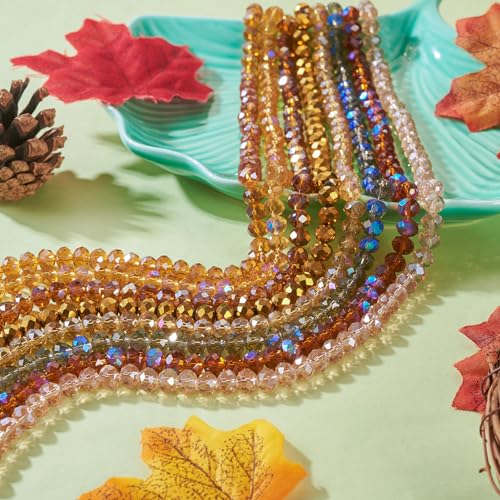 520st Rondelle Glazen Kralen 8mm Bruin Geel Facet Kralen Losse Spacer Kralen Losse Spacer Kralen Bulk voor sieraden armband Vrouwen DIY Thanksgiving oorbellen ketting 4