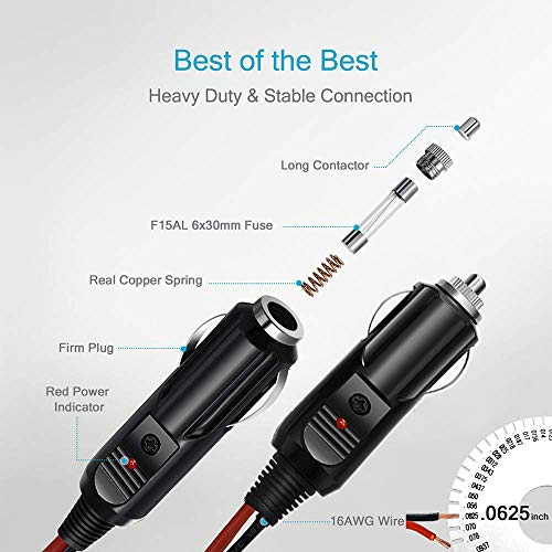 Sigarettenaansteker, Sigarettenaansteker Kabel, 12-24 V 15 A Sigarettenaansteker Kabel 1,5 m/voor Auto-inverters, Luchtpomp, Elektrische Beker