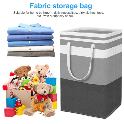 Opvouwbare wasserij verzamelaar, Pack van 2, 75L Wasmand, Opslagmand met versterkte handgrepen, Vrijstaande wasmand, Waszak, Wasmanden voor Slaapkamer, Badkamer, Slaapzaal, 60 x 40 x 4