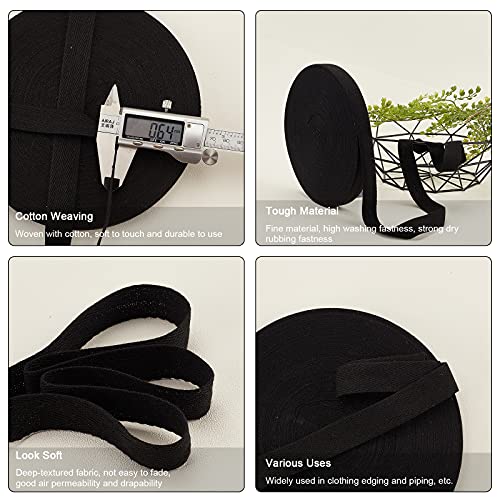 45 m / Roll Haringbone Katoenen riemen 20 mm brede zwart katoen Twill Ribbon Katoen Haringbone koord voor naaien, ambachten, ambachten 3