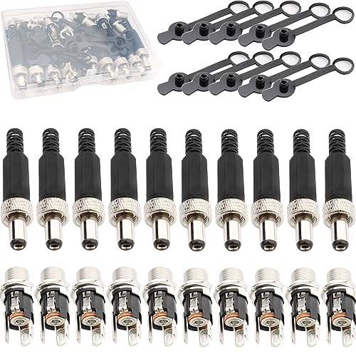 10PCS 5.5 x 2,5mm DC voedingsconnector, 12 volt vat connector, vat jack panel mount, 10PCS vat voeding plug 10PCS Waterdichte dop, voor CCTV Security Camera Adapter