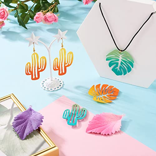 24st Spray Painted Iron Leaf Plants Hanger Gradient Metal Tress Leaves Charm Cactus Tropical Leaf Charm Bangle for DIY Sieraden Craft Maken, IJzer, IJzer 4
