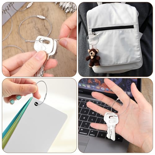 15st Wire Key Chains, Silver Key Ring, Wire Tap Key Ring, Large voor Pet Collars, Bagage, School Bags, Sleutels (1mm x 150mm, Zilver), Zilver, One Size, zilver, Eén maat 3