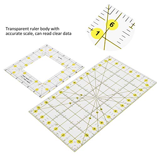 Acryl Quilting Liniaal, Quilting Liniaal Naaien Tekengereedschap, Rechthoekig 11.8" x 6.3" Vierkant 6.5" x 6.5" 3