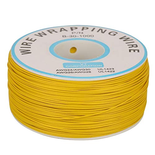 30AWG 0.25 M2 Elektrische Kabelset 1 Roll Tinned Koper Draad met Siliconen Isolatie 5 Verschillende Gekleurde Enkele Koper Draad Strand (Geel)