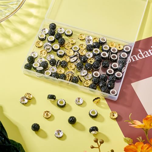 120 stuks klei-strass disco-kralen voor het maken van kristallen effenen disco bal kraal grootgat Europese Platte ronde kralen voor doe-het-zelf sieraden oorlogen ketting armband 4