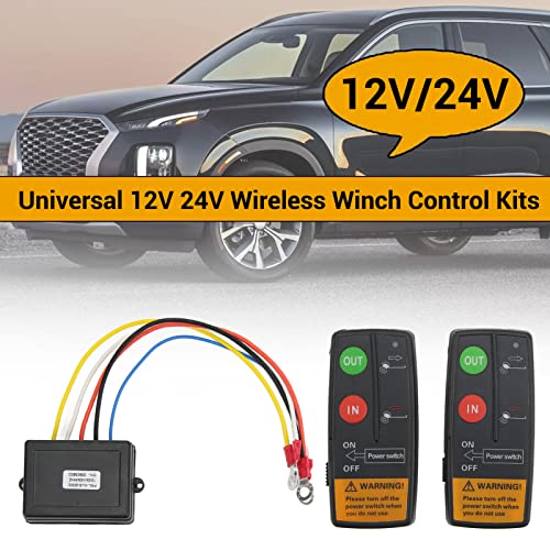 Draadloze Winch afstandsbediening Kit Winch afstandsbediening Draadloze Winch afstandsbediening Kit 75ft Range 12V 24V Hoge gevoeligheid Universeel voor auto ATV Truck
