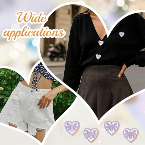 20 stuks geborduurd hart ijzer op patches, 35mm brede naaiknop haak Applique stof kleding Patches voor Jeans kleding DIY ambachten, Lavender 5