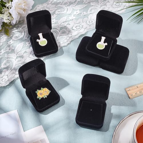 6 stuks Velvet Badge Presentatiedoos, Verzamelaar Stand met Lapel, Velvet Opbergdoosjes voor Broches, Lapel Pins Sieraden, 5,3 x 5,8 x 3,5 cm, Zwart 4