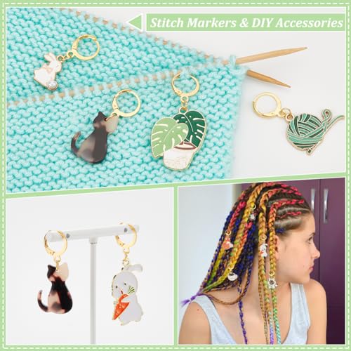 Animal Themed Stitch Markers, 24 stuks, Enamel Legering Hook Stitch Marker, Verwijderbare Leverhaak, Vergrendelende Stitch Marker voor het breien, Weven, Naaien, Sieraden maken, 24st 4