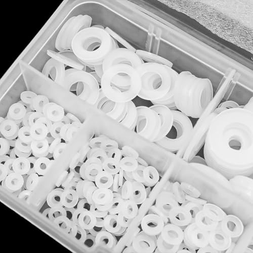 500st Witte Nylon ringen set - Plastic platte O-ring ronde pakking ringen Assortiment voor buizen, kranen, mechanische reparaties - M2/M2.5/M3/M4/M5/M6/M8/M10 5