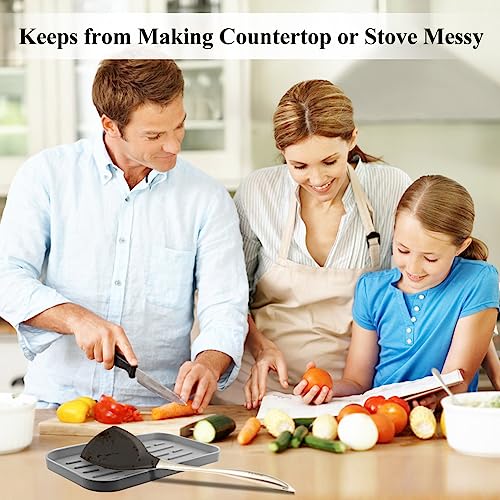 Lepelhouder voor Keuken, Siliconen Lepelhouder, Functionele Keuken Lepelhouder op Keuken Werkblad, Tafelgerei op de Tafel (Grijs)