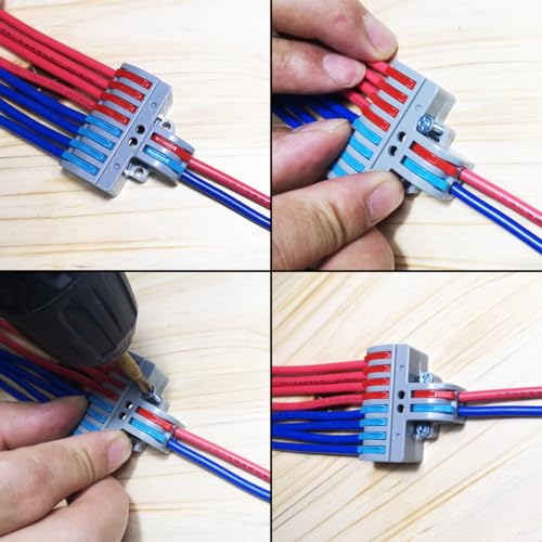 Elektrische Terminalblokken, 6 stuks Elektrische Quick Connectors, 2 Inputs 8 Outputs Bilaterale Socket Compact Ladder met bevestigingsschroeven 4