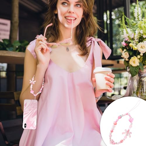 Mobiele telefoon hanger, telefoon charme mobiele telefoon hanger mobiele telefoon ketting kralen telefoon ketting pols lanyard korte telefoon charme Kawaï telefoon koord armband kort voor 5