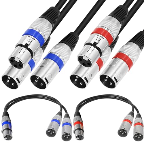 XLR 1 tot 2 Microfoon Splitterkabel, Symmetrische Y-microfoonkabel XLR Bushing naar dubbele XLR-plug, Symmetrische plug (45cm)