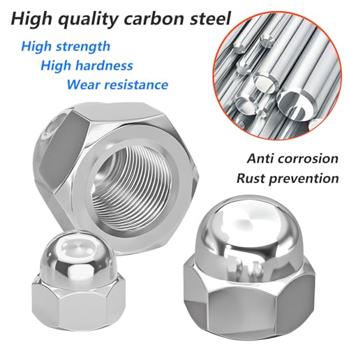 Verpakking van 20 M3 Hex Socket Noten Gemaakt van Staal DIN 1587 Blinde Noten voor Schroeven, Threaded Bolts, Threaded Rods 3