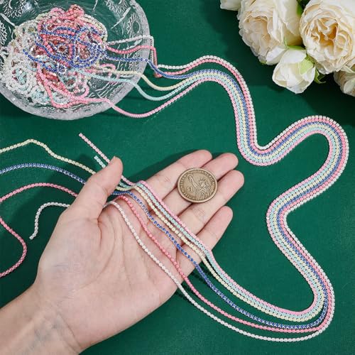12 Yards 6 Kleuren Parel Trim Sluit ketting, 2.5mm Faux Pearl kralen ketting voor sieraden maken bruids accessoires en ambachtelijke versieringen 3