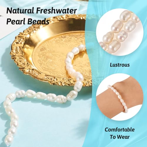 1 Strand natuurlijke parel kralen Rijst Shape Barok Zoetwater Parels Losse kralen voor zomer bruiloft armband ketting oorbellen sieraden maken 4