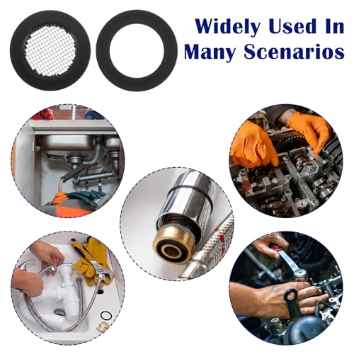 40 st Douchekop Filter pakking, 3/4" Universele rubberen ringen en roestvrij staal Mesh, 20 rubberen ringen Loodgieters en 20 O-Ring roestvrij staal waterslang pakking voor Faucet slang sealing ring 4