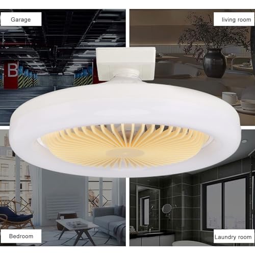 Plafondventilator met LED-lampen, E27 2400LM 3000K tot 6000K 3 Kleuren Dimmen LED plafondventilator met 3 snelheden, 10.2 Inch LED plafondventilator voor slaapkamer, keuken 5