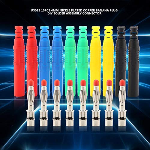 Verpakking van 10 Banana Plugs Adapter P3013 Geïsoleerde Banana Plug 4mm Vernikkeld Koper Straight 4mm Banana Plug Solder Kabelplug 4