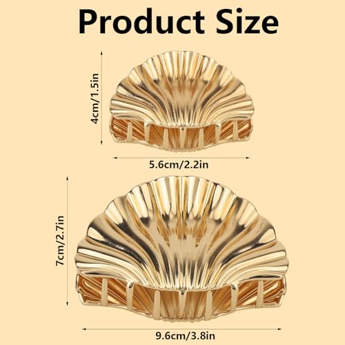 2 stukken Shell Hair Clip, Modieuze metalen haarspeld Shell Hair Claw Barrette Mermaid Accessoires voor vrouwen meisjes Perfect voor alle haartypes (Goud)