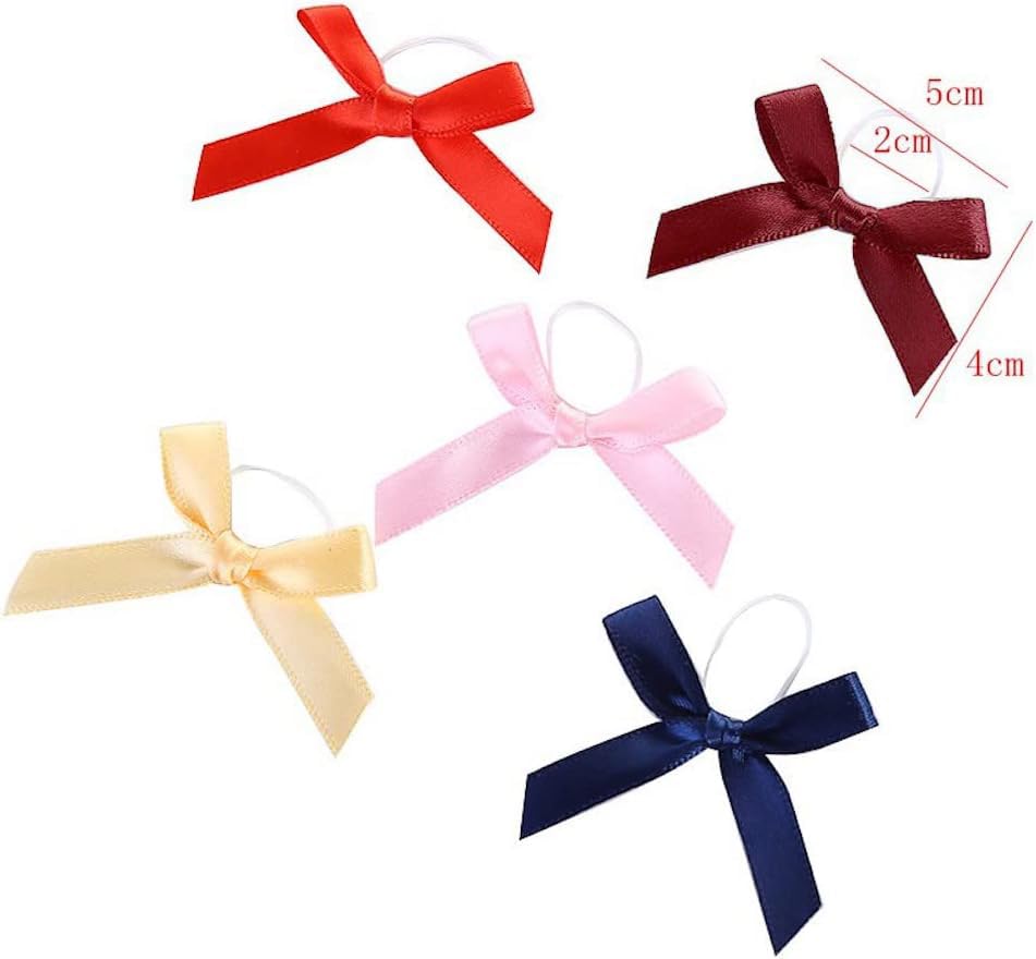 150 stuks kleine Bows Satin Bow Ribbon Bow Cadeau Bow met elastische band klaar gemaakt boog voor decoratie Satin Bow Decoratieve Bows voor Gift Wrapping Parfum fles wijn fles rode wijn 3