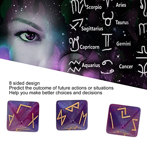 3 Stuk Astrologie Learning Prediction Rune Dice Set met 8 Sided Polyhedral Design in levendige kleuren - Mystic Star Themed Divination voor volwassenen