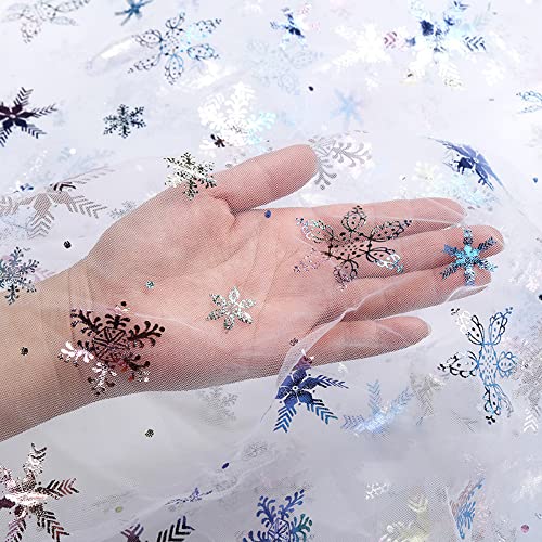 100 cm × 160 cm Kleurrijke Tule Stof met Sneeuwvlokken, Brede Tule Stof, Bronzing Stof, voor Bruiloft Decoratie, Party Decoratie, Kleding Decoratie, Home Decoratie, Banket Design, Wit 5