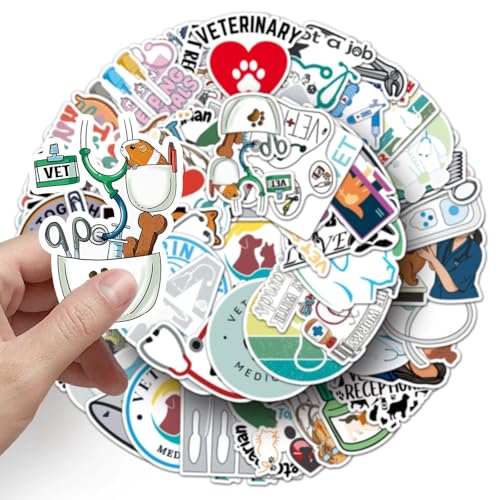 Veterinaire Stickers voor tieners en volwassenen, 50 stuks, Vet, Vinyl Sticker Set, Auto, Motorfiets, Fiets, Skateboard, Snowboard, Bagage, Laptop, Koffer, Helm, Motorfiets, Computer 3