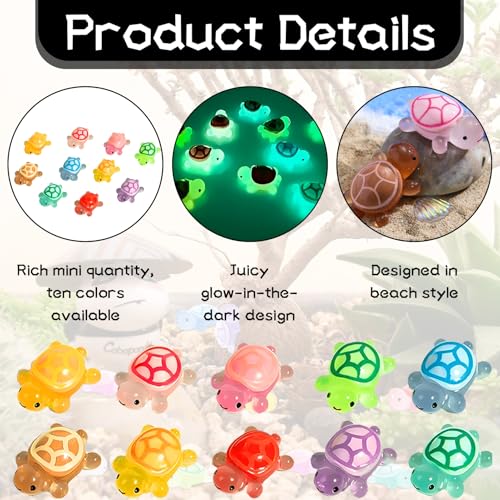 50 stuks Mini Turtles Lichtgevende Mini Harsschildpadden Mini-figuren Turtle Mini Tortoise Mini Tortoise Kleine figuren Mini Turtles Tuin Decoratie DIY 3