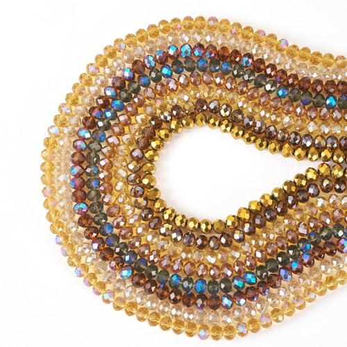 520st Rondelle Glazen Kralen 8mm Bruin Geel Facet Kralen Losse Spacer Kralen Losse Spacer Kralen Bulk voor sieraden armband Vrouwen DIY Thanksgiving oorbellen ketting