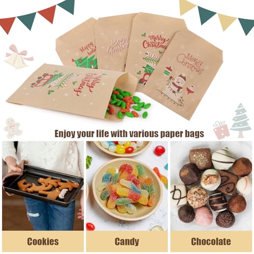 24 stuks kerstzakjes, adventskalender, Kerstmis om te vullen, cadeauzakjes, kraftpapier, stickers, etikken, Kerstmis, gastgeschenken voor snoep, geschenken (kleurrijk) 5