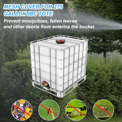 13.7 Inch IBC Lid Filter Mesh Cover Polyester IBC Tote Cover voor 275 Gallon Regenwater Tank, zwart 5