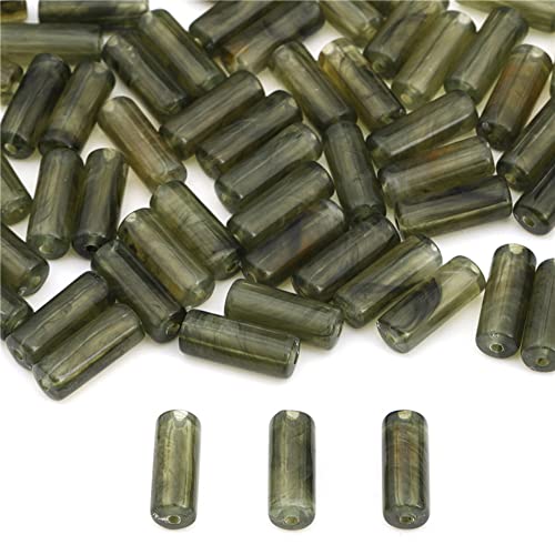 20 stuks lange acryl buis kralen kralen parel kleur losse kralen Vintage kralen voor DIY handgemaakte sieraden maken vakantie decoraties 8mm x 20mm Threading Hole Olive Green