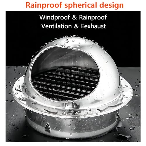 Luchtventilatie 304 Roestvrij staal Bull-Nose externe ventilatie Grill Screen Hood, voor externe wanduitlaat, Hood Uitlaat, 70m m 4
