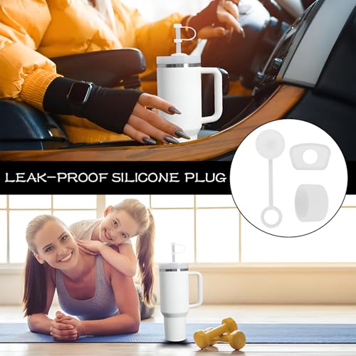 Siliconen Spill Proof Stopper, Straw Cover, Siliconen, Leakproof Siliconen Stops, met 2 Straw Lids, 2 Square Spill Stoppers, 2 Ronde Leak Stoppers, voor Stanley Cup H2.0 100ml Cup Accessoires 5