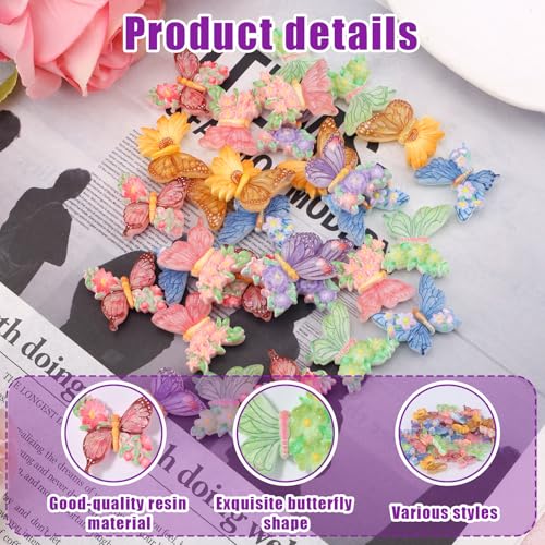 30 st. Mini Hars Vlinders, Kleurrijke Kleine Bloem Vlinders Kleine Hars Dier Figuren Miniatuur Decoratie voor DIY Crafts Poppenhuis Fairy Garden 4