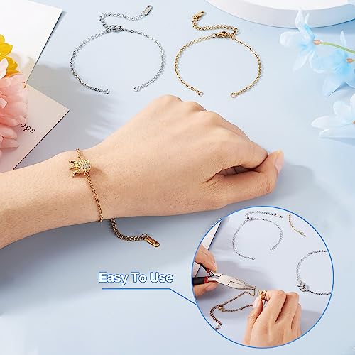 8 st Verstelbare armband 304 RVS Link ketting armband goud zilver Gedraaide ketting armband met Extender ketting voor sieraden maken 4