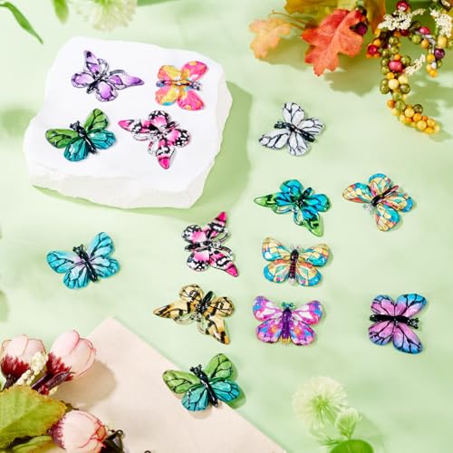 30 st. Butterfly Charms Insect Spring Dangle Charm Kleurrijke vliegende dierlijke acryl hangers hangen Ornament voor sieraden Craft Ketting Keychain DIY Vrouwen oorbellen,, acryl, Geen edelsteen 4